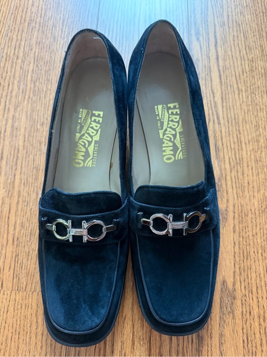 Salvatore Ferragamo Shoes - Salvatore Ferragamo Women Black Velvet Horsebit Loafers
